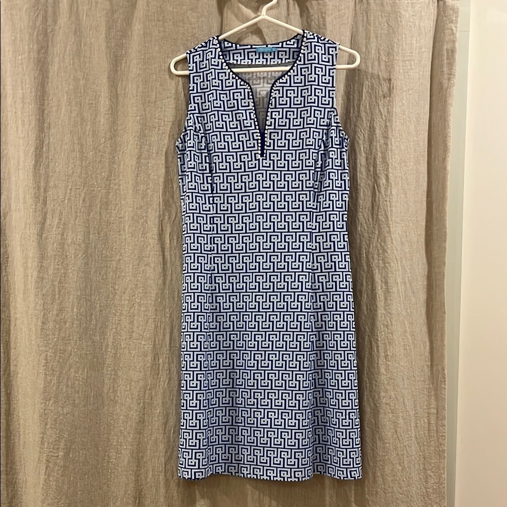 J. McLaughlin Blue and White Sheath Dress